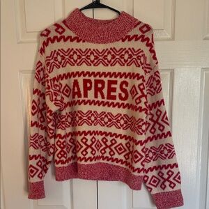 a new day Red and Cream Patterned Turtleneck Sweater